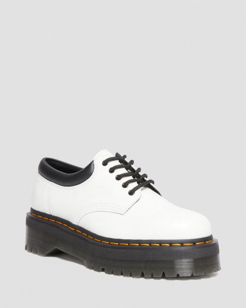 Dr Martens 8053 Læder Casual Platform Sko Herre Hvide | Danmark_Dr87352