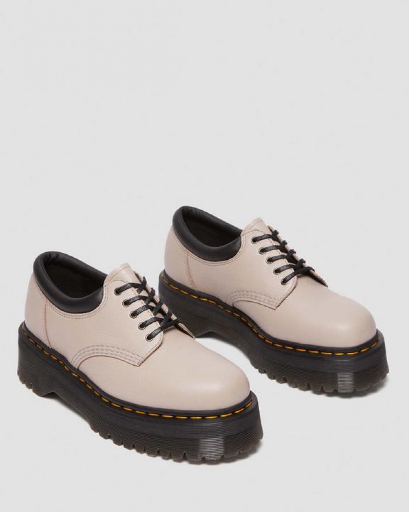 Dr Martens 8053 Pisa Læder Casual Platform Sko Dame Grå Brune | Danmark_Dr86002