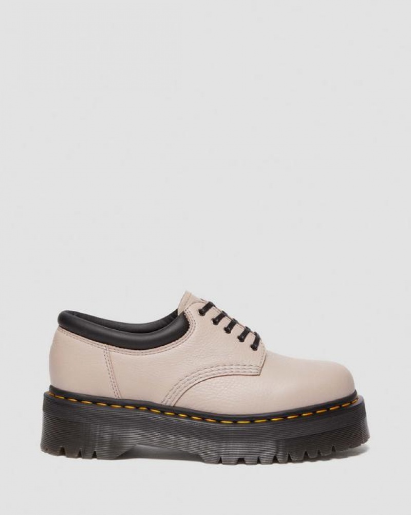 Dr Martens 8053 Pisa Læder Casual Platform Sko Dame Grå Brune | Danmark_Dr86002