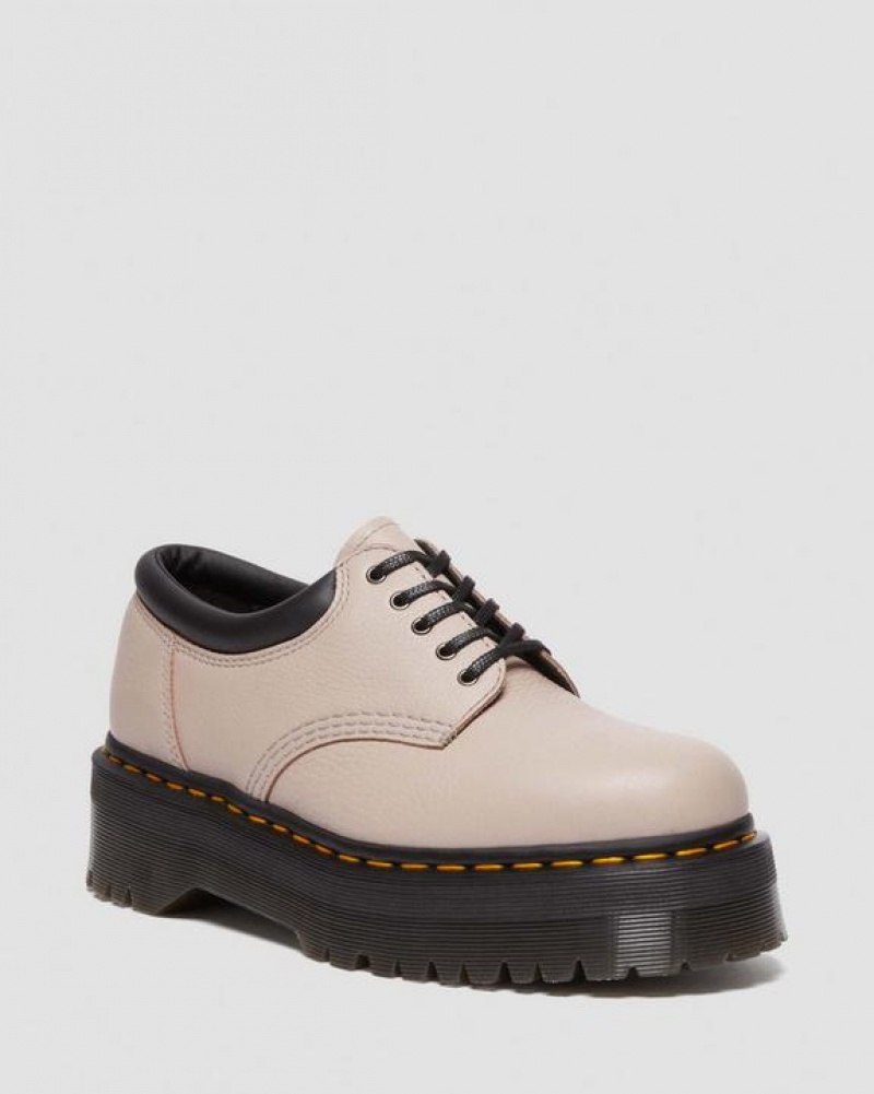 Dr Martens 8053 Pisa Læder Casual Platform Sko Dame Grå Brune | Danmark_Dr86002