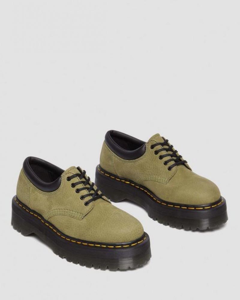 Dr Martens 8053 Tumbled Nubuck Læder Casual Platform Sko Dame Olivengrøn | Danmark_Dr72106