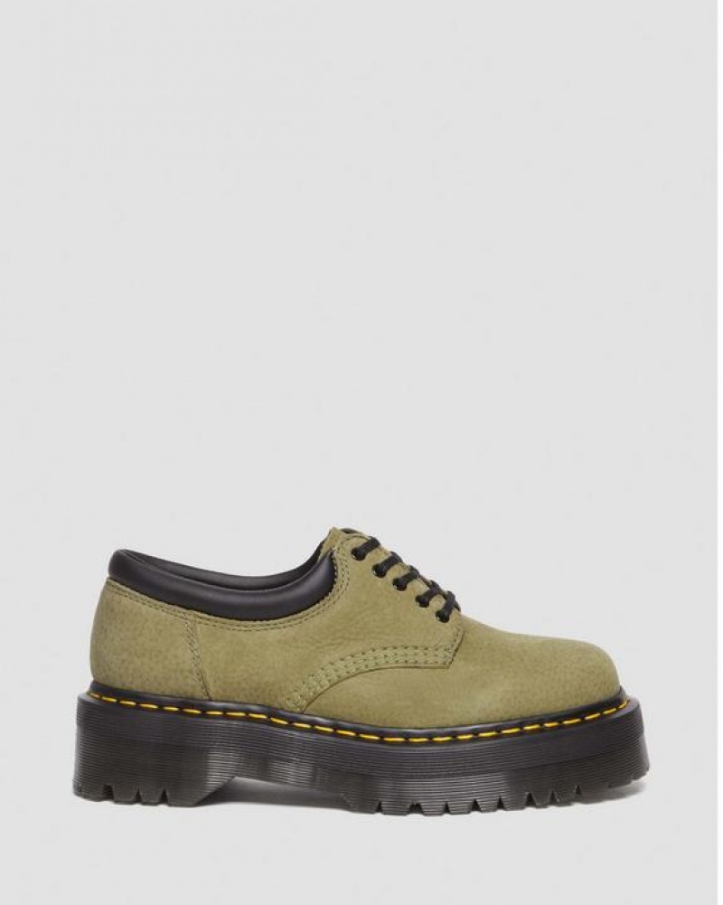 Dr Martens 8053 Tumbled Nubuck Læder Casual Platform Sko Dame Olivengrøn | Danmark_Dr72106