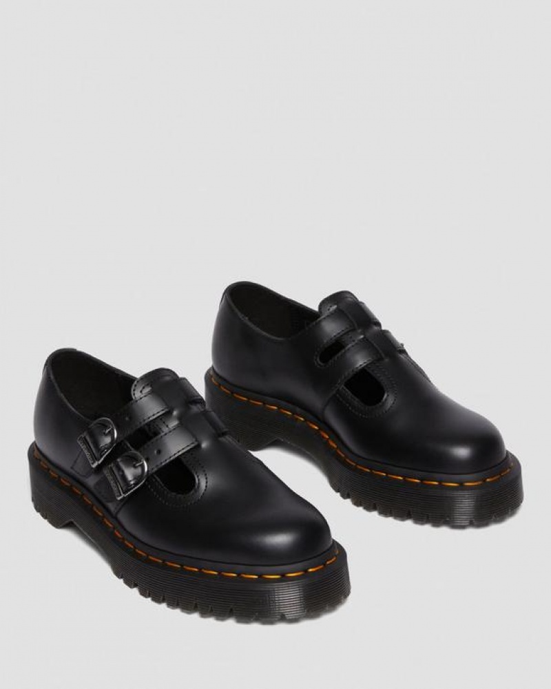 Dr Martens 8065 II Bex Smooth Læder Platform Mary Jane Sko Dame Sort | Danmark_Dr11893