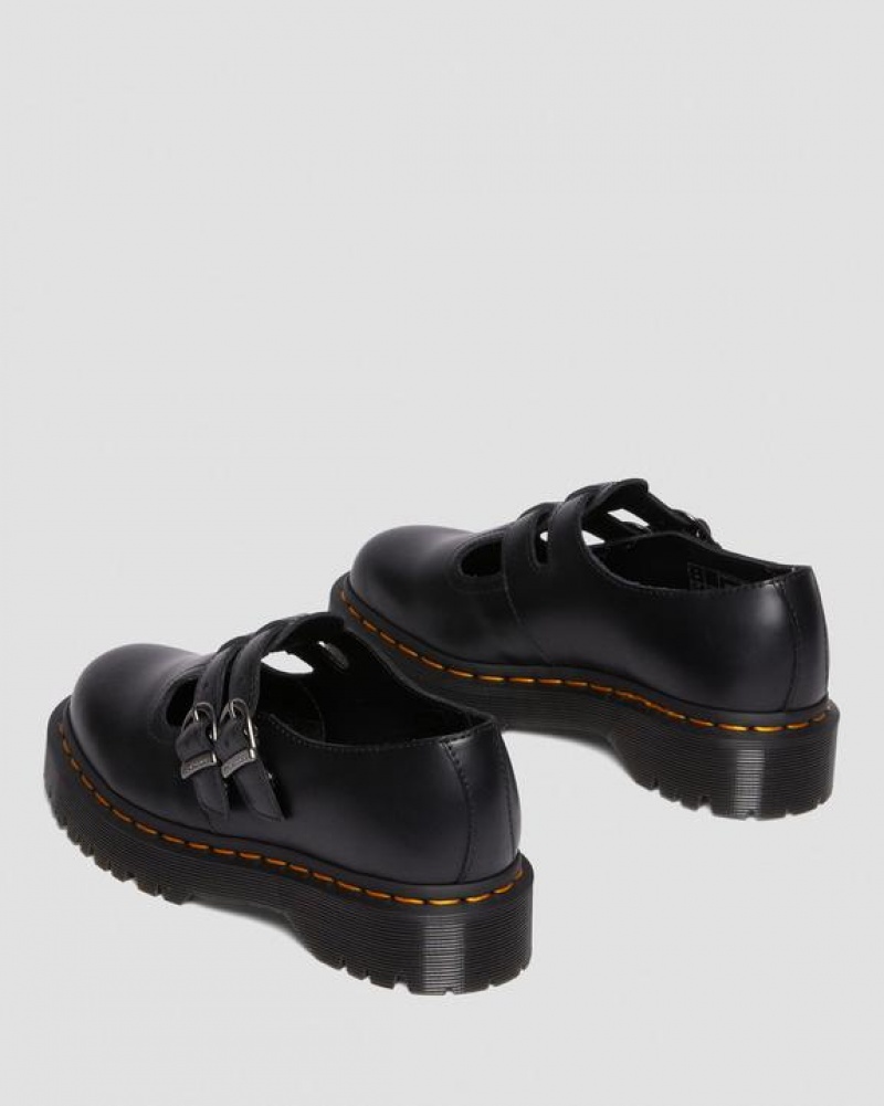 Dr Martens 8065 II Bex Smooth Læder Platform Mary Jane Sko Dame Sort | Danmark_Dr11893