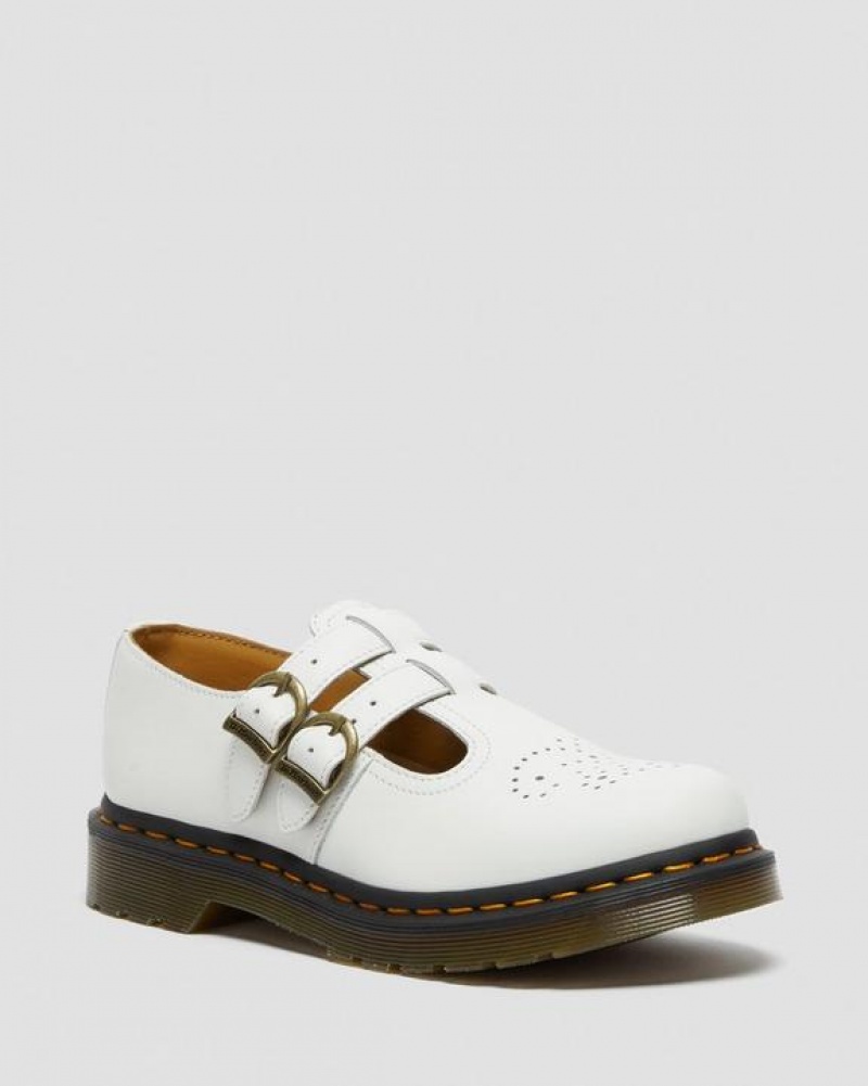 Dr Martens 8065 Smooth Læder Mary Jane Sko Dame Hvide | Danmark_Dr24897