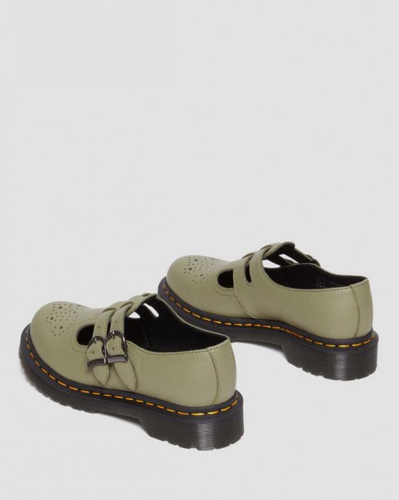 Dr Martens 8065 Virginia Læder Mary Jane Sko Dame Olivengrøn | Danmark_Dr85556