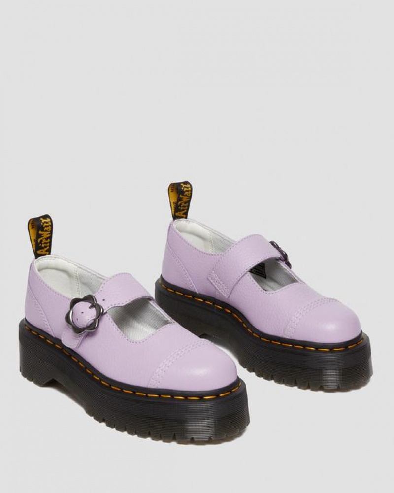 Dr Martens Addina Flower Přezkou Læder Platform Sko Dame Lilla | Danmark_Dr87012