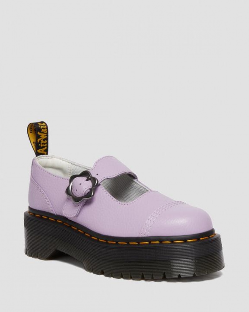 Dr Martens Addina Flower Přezkou Læder Platform Sko Dame Lilla | Danmark_Dr87012