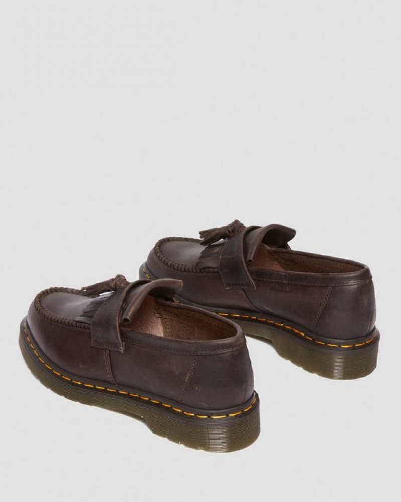 Dr Martens Adrian Crazy Horse Læder Tassel Loafers Sko Dame Mørkebrune | Danmark_Dr18556