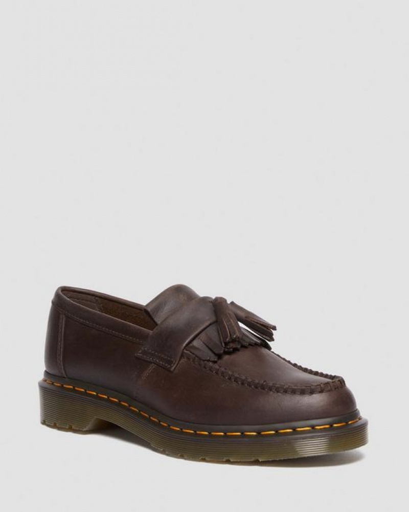 Dr Martens Adrian Crazy Horse Læder Tassel Loafers Sko Dame Mørkebrune | Danmark_Dr18556