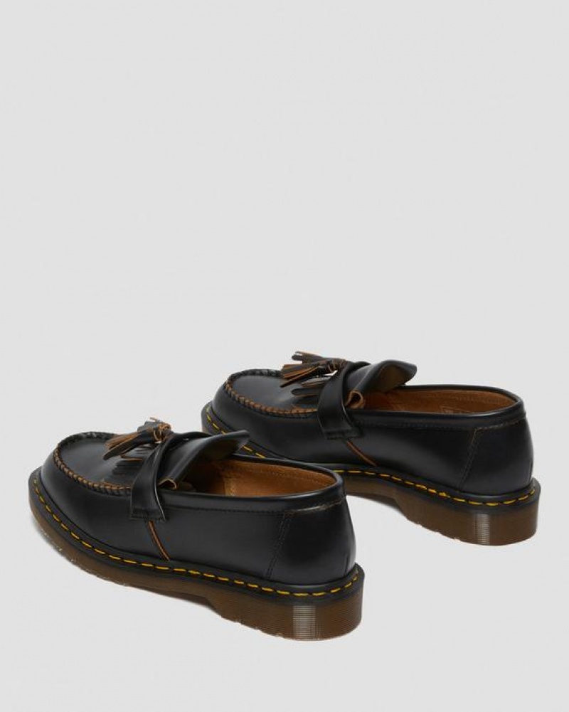 Dr Martens Adrian Made in England Quilon Læder Tassel Loafers Sko Dame Sort | Danmark_Dr85132