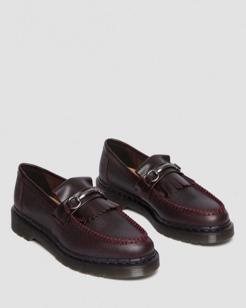 Dr Martens Adrian Snaffle Pebble Grain Læder Kiltie Loafers Sko Dame Bordeaux | Danmark_Dr65792