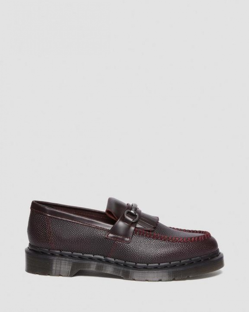 Dr Martens Adrian Snaffle Pebble Grain Læder Kiltie Loafers Sko Dame Bordeaux | Danmark_Dr65792