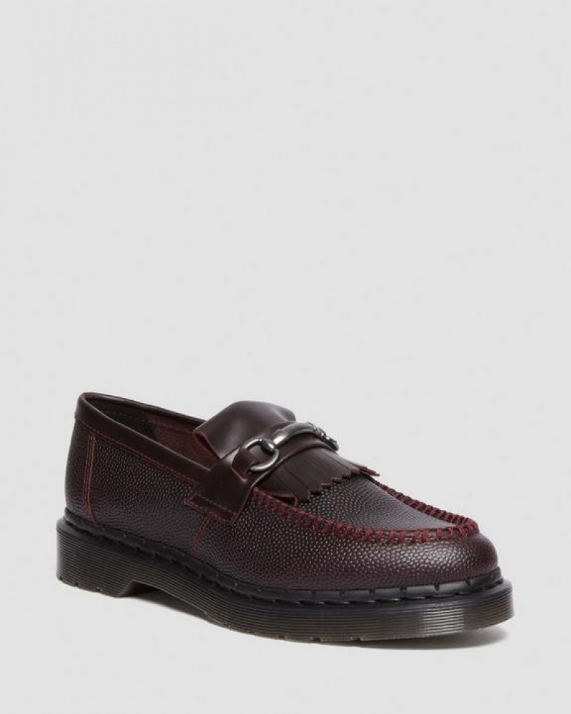 Dr Martens Adrian Snaffle Pebble Grain Læder Kiltie Loafers Sko Dame Bordeaux | Danmark_Dr65792