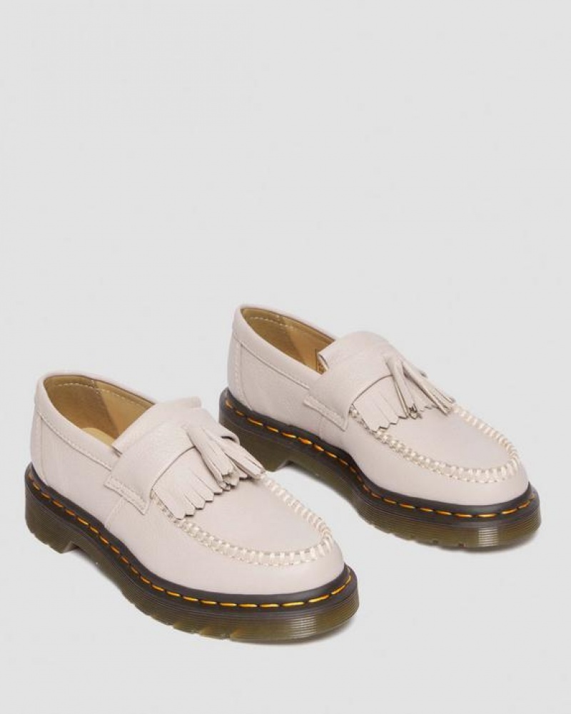 Dr Martens Adrian Women's Virginia Læder Tassel Loafers Sko Dame Grå Brune | Danmark_Dr59281