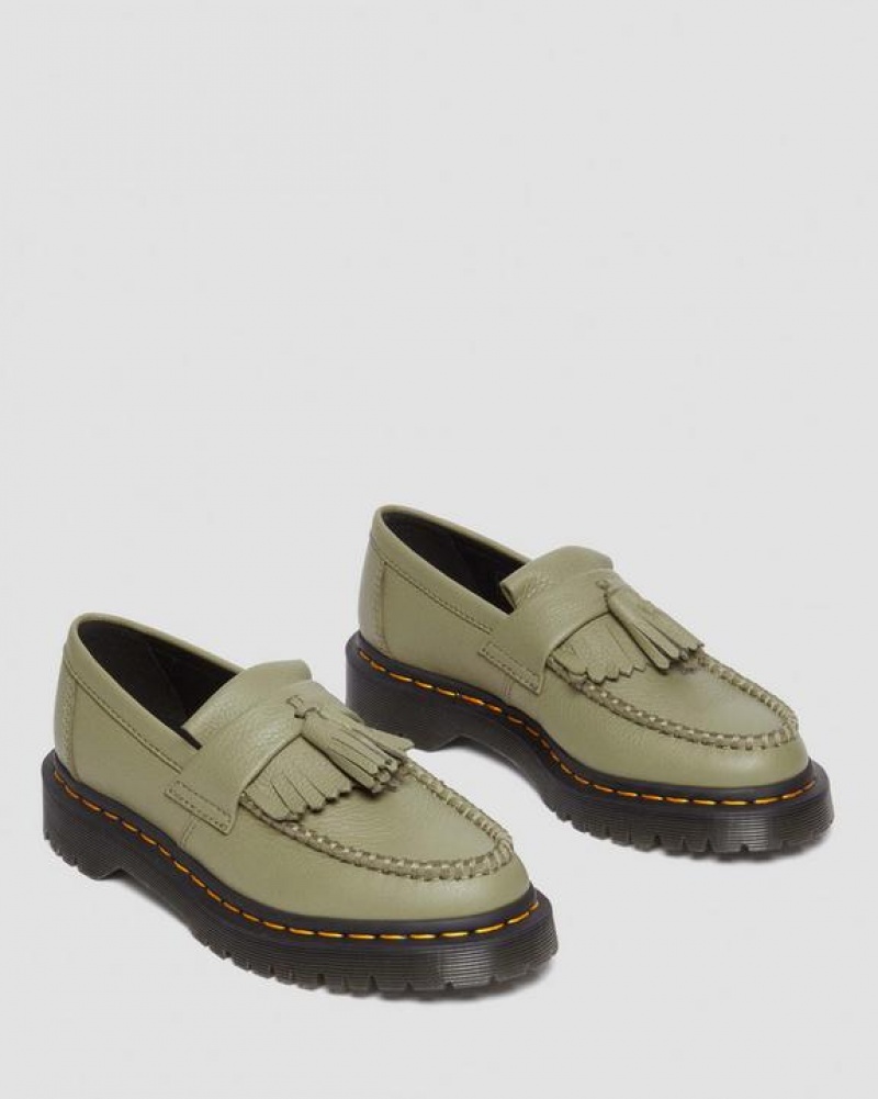 Dr Martens Adrian Women's Virginia Læder Tassel Loafers Sko Dame Olivengrøn | Danmark_Dr45302