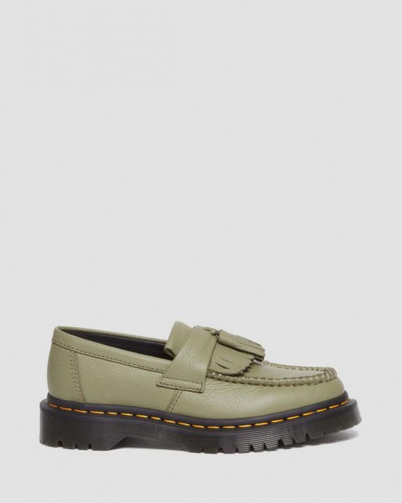 Dr Martens Adrian Women's Virginia Læder Tassel Loafers Sko Dame Olivengrøn | Danmark_Dr45302