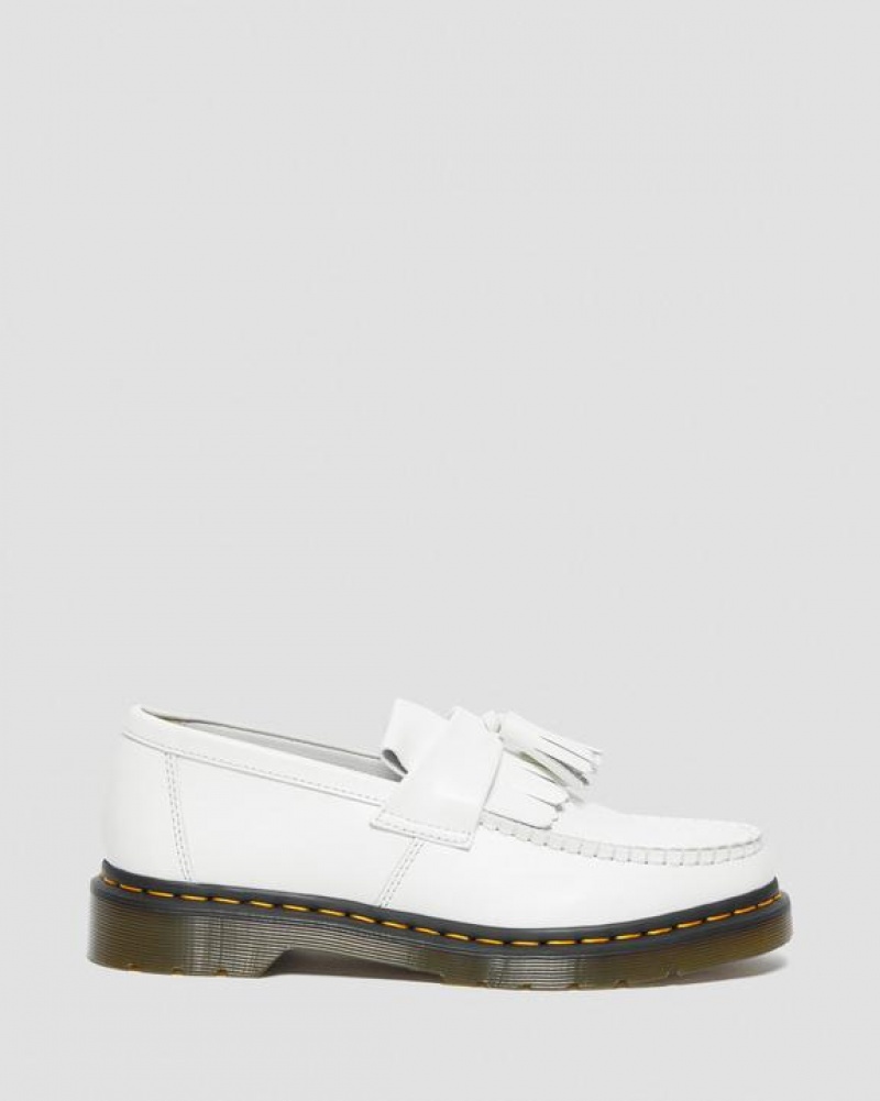 Dr Martens Adrian Yellow Stitch Læder Tassel Loafers Sko Dame Hvide | Danmark_Dr40221