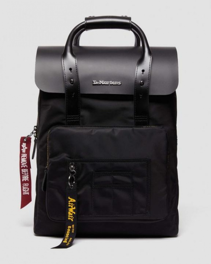 Dr Martens Alpha Industries Læder & Nylon Backpack Tasker Accessories Sort | Danmark_Dr13277