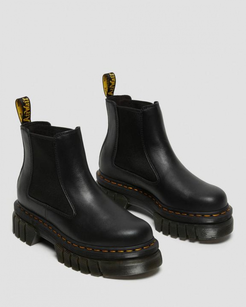 Dr Martens Audrick Nappa Læder Chelsea Platform Sko Dame Sort | Danmark_Dr72694