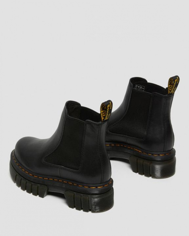 Dr Martens Audrick Nappa Læder Chelsea Platform Sko Dame Sort | Danmark_Dr72694