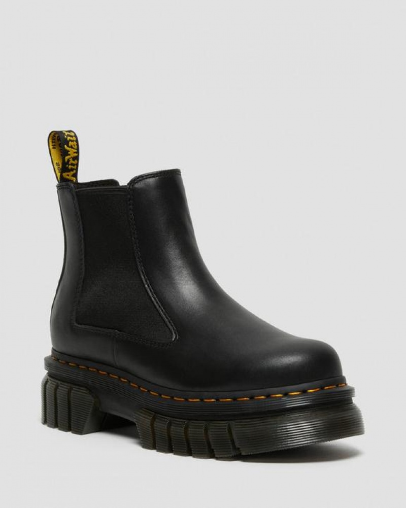 Dr Martens Audrick Nappa Læder Chelsea Platform Sko Dame Sort | Danmark_Dr72694