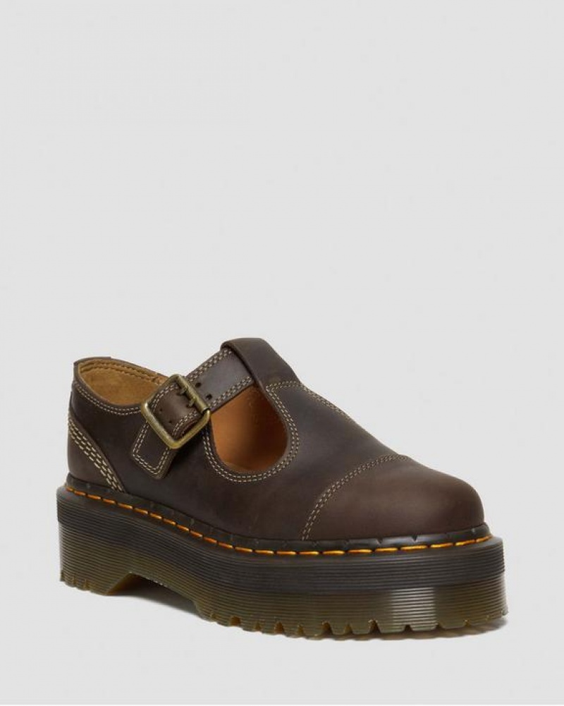 Dr Martens Bethan Arc Crazy Horse Læder Mary Jane Platform Sko Herre Mørkebrune | Danmark_Dr44097