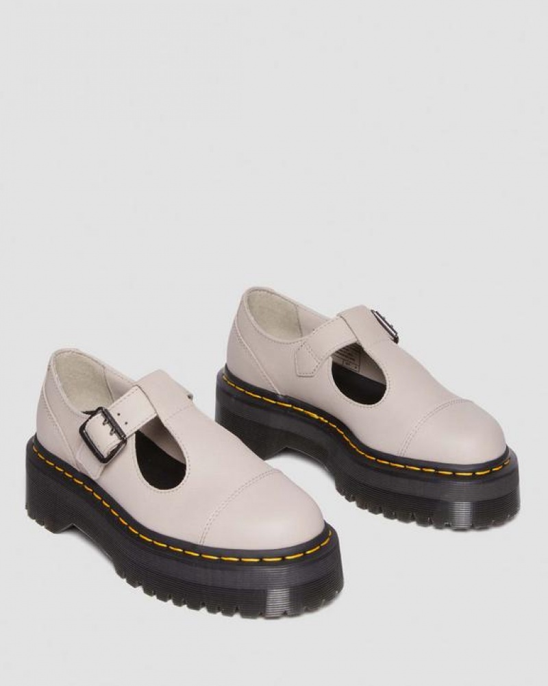 Dr Martens Bethan Pisa Læder Platform Mary Jane Sko Dame Grå Brune | Danmark_Dr65391