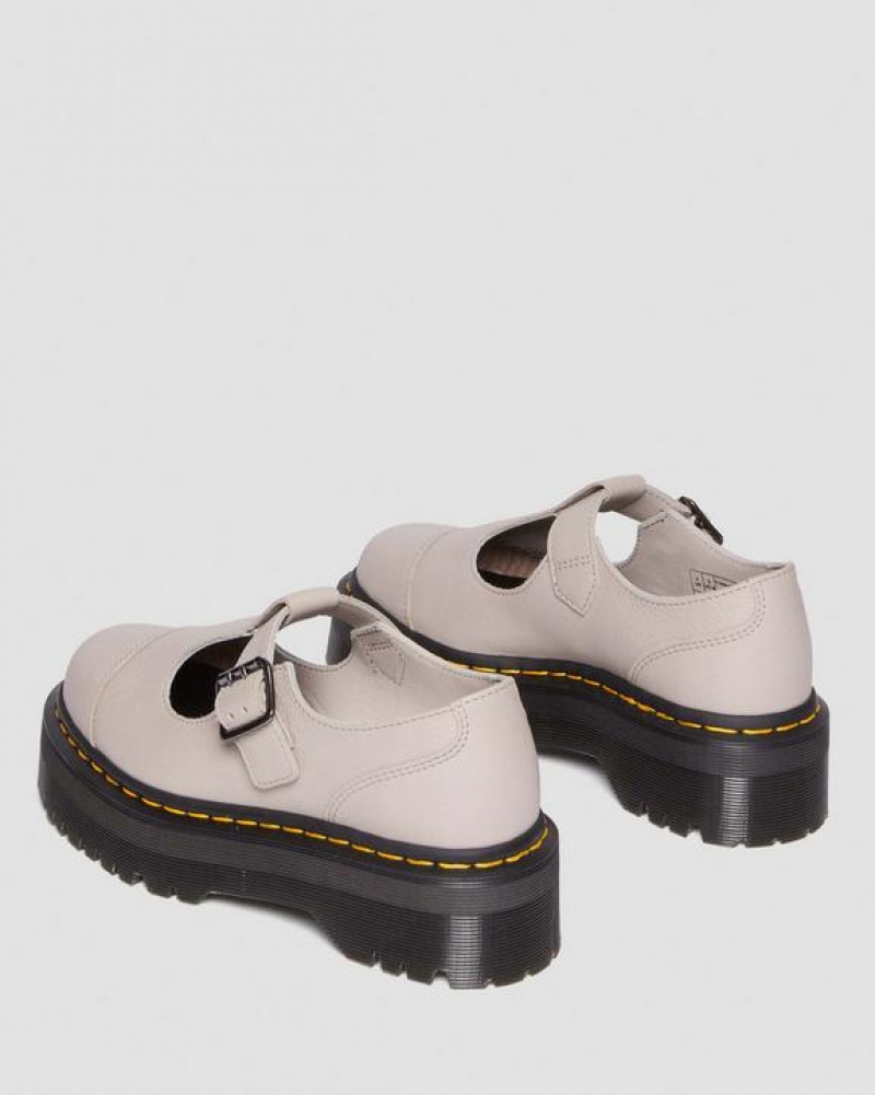 Dr Martens Bethan Pisa Læder Platform Mary Jane Sko Dame Grå Brune | Danmark_Dr65391