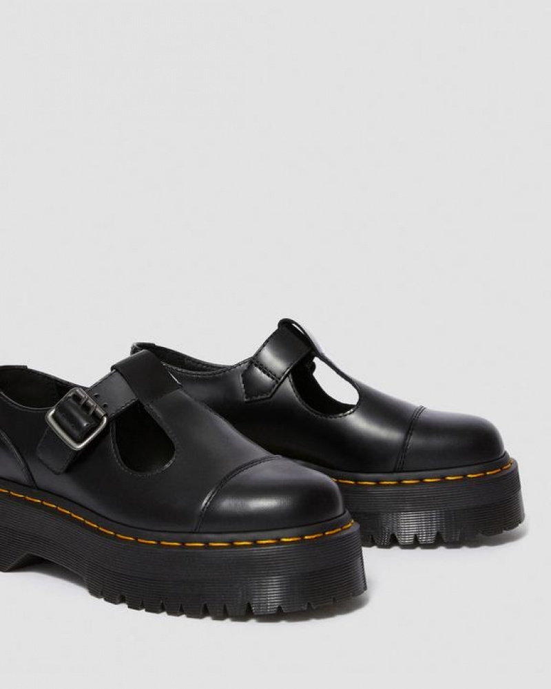 Dr Martens Bethan Polished Smooth Læder Platform Sko Dame Sort | Danmark_Dr38338