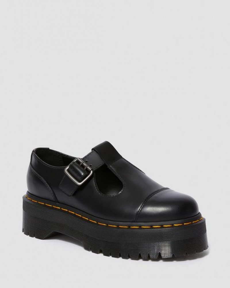 Dr Martens Bethan Polished Smooth Læder Platform Sko Dame Sort | Danmark_Dr38338