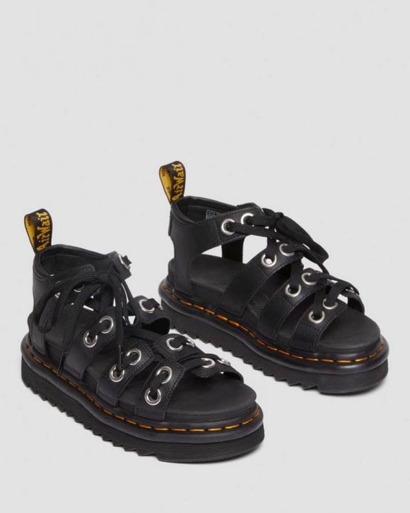 Dr Martens Blaire Hardware Læder Páskové Sandaler Dame Sort | Danmark_Dr63588