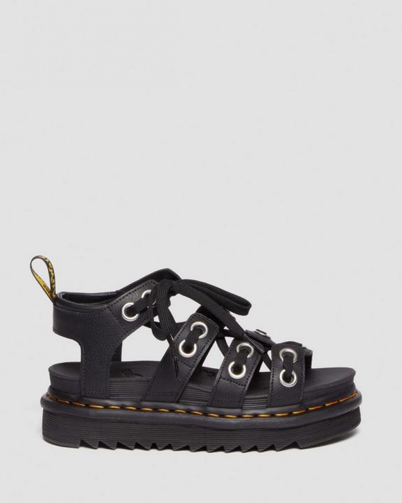 Dr Martens Blaire Hardware Læder Páskové Sandaler Dame Sort | Danmark_Dr63588