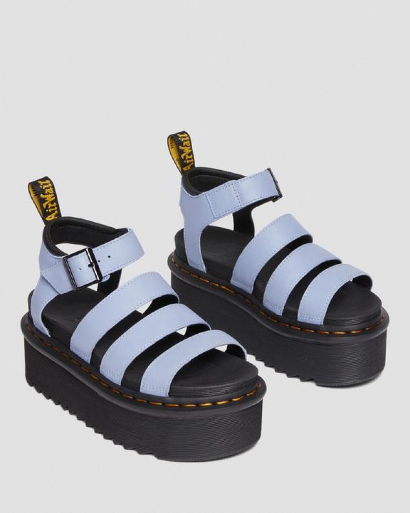 Dr Martens Blaire Pisa Læder Platform Páskové Sandaler Dame Blå | Danmark_Dr56146