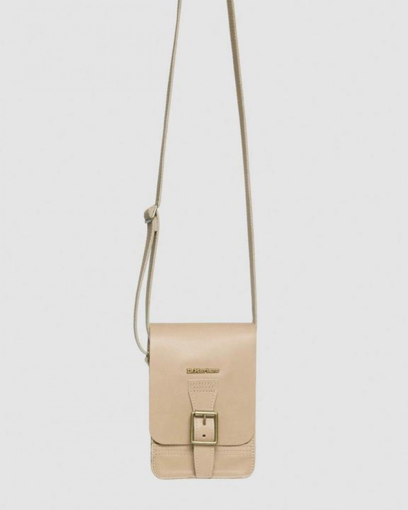 Dr Martens Carrara Læder Vertical Crossbody Tasker Accessories Beige | Danmark_Dr21783