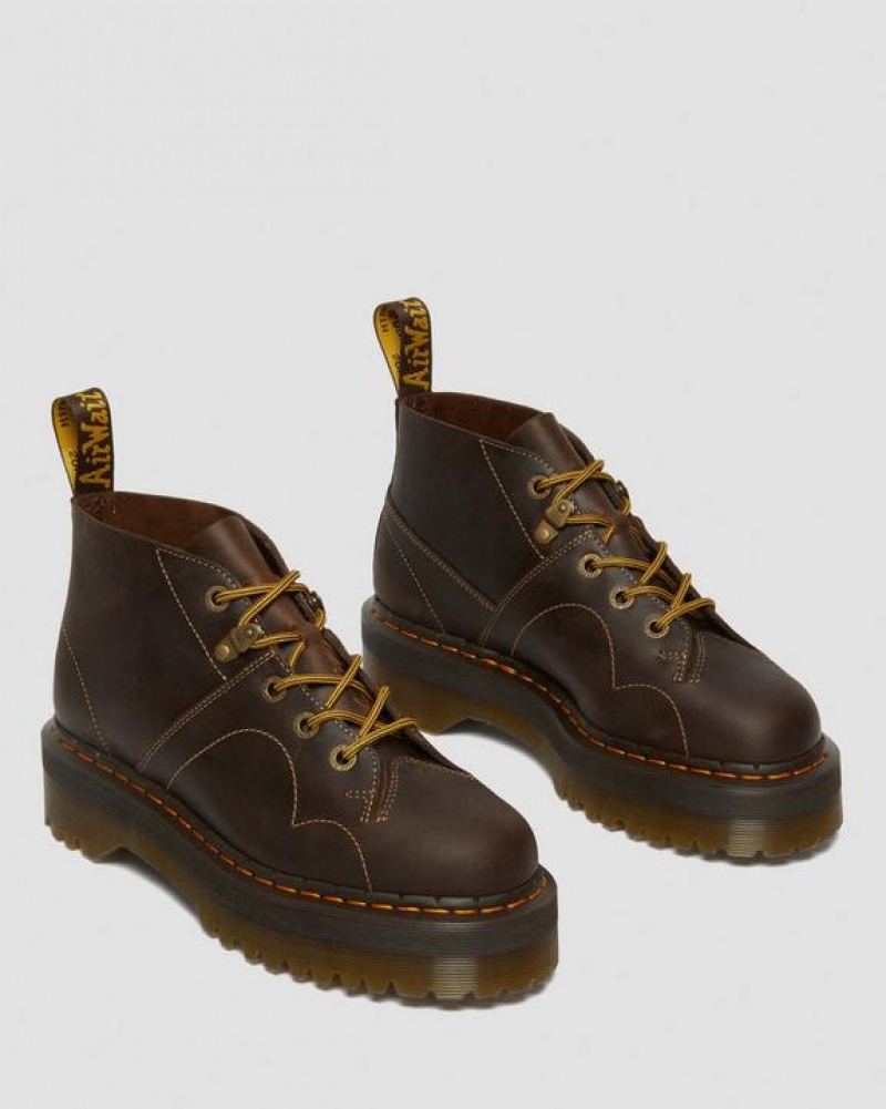 Dr Martens Church Arc Crazy Horse Monkey Platform Sko Dame Mørkebrune | Danmark_Dr45730