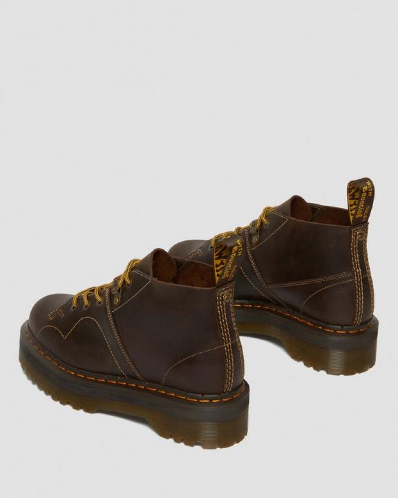 Dr Martens Church Arc Crazy Horse Monkey Platform Sko Dame Mørkebrune | Danmark_Dr45730