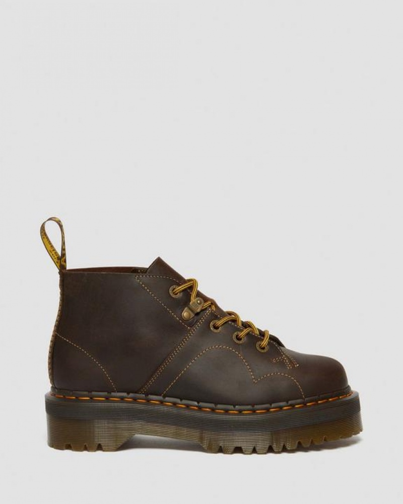 Dr Martens Church Arc Crazy Horse Monkey Platform Sko Dame Mørkebrune | Danmark_Dr45730