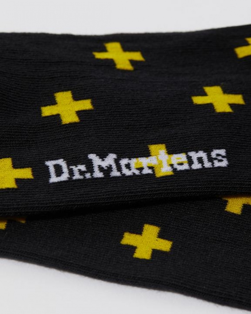 Dr Martens Docs Cross Logo Organic Bomulds Blend Size,S/M,M/L~US WOMEN,5 - 10,11 - 16~US MEN,4 - 9,10 - 15~UK,3 - Accessories Sort Gul | Danmark_Dr27798