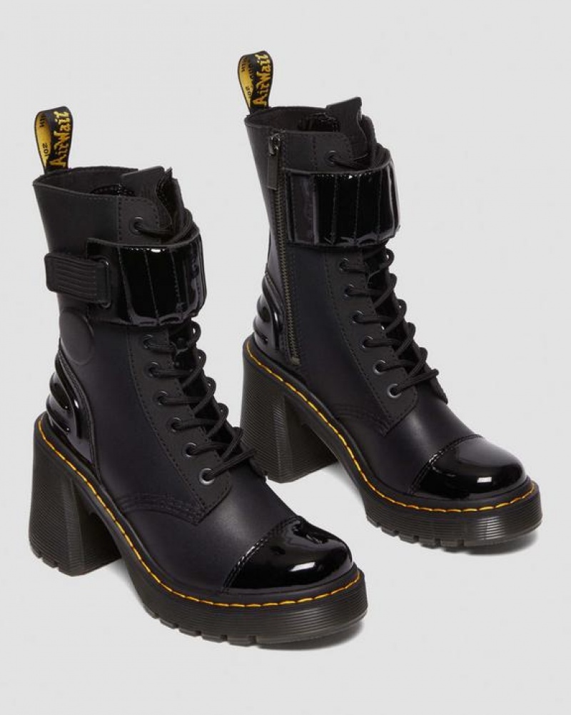 Dr Martens Gaya 10-Eye Alternative Læder Hæl Støvler Dame Sort | Danmark_Dr93963