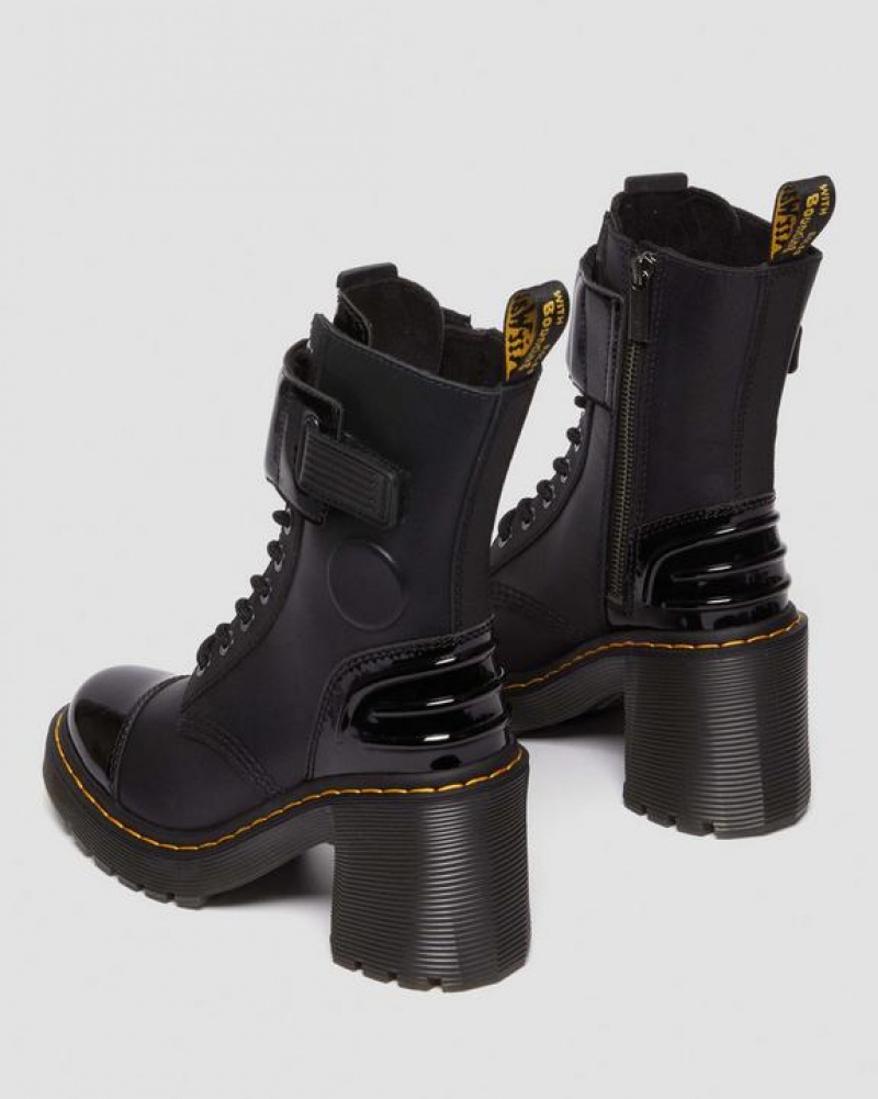 Dr Martens Gaya 10-Eye Alternative Læder Platform Sko Dame Sort | Danmark_Dr54541