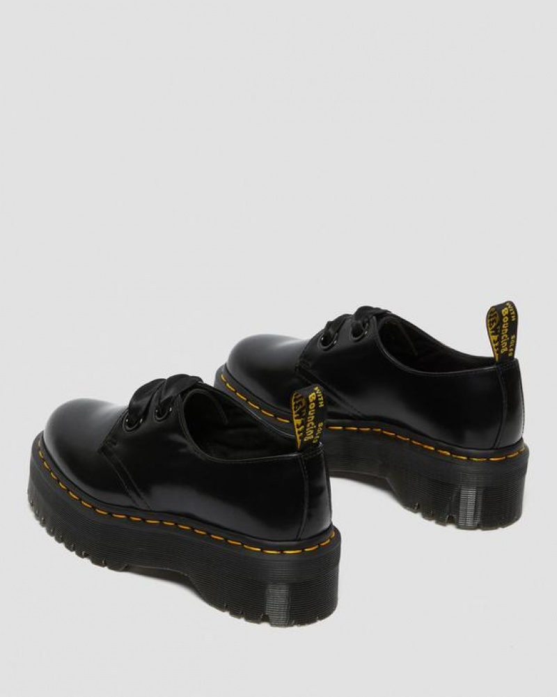 Dr Martens Holly Women's Læder Platform Sko Dame Sort | Danmark_Dr81978