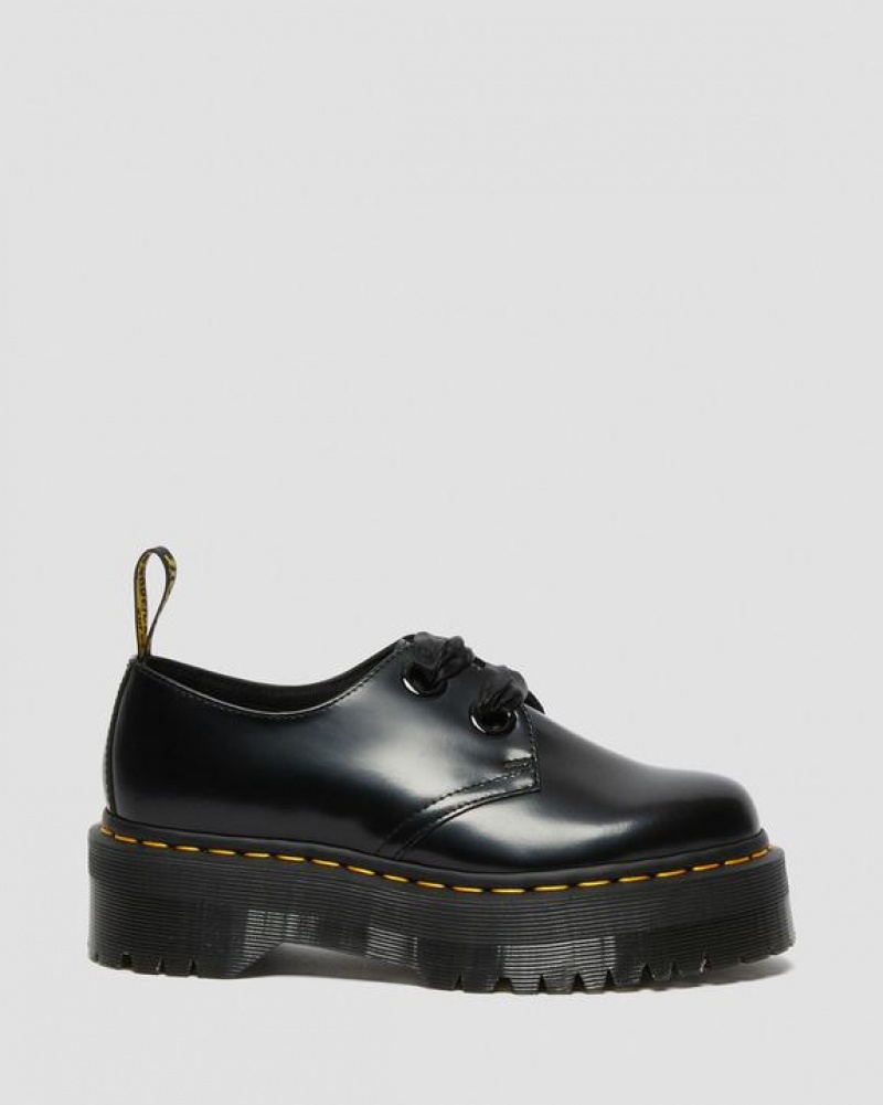 Dr Martens Holly Women's Læder Platform Sko Dame Sort | Danmark_Dr81978