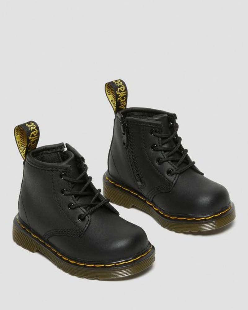 Dr Martens Infant 1460 Softy T Læder Blonder Up Støvler Børn Sort | Danmark_Dr33566