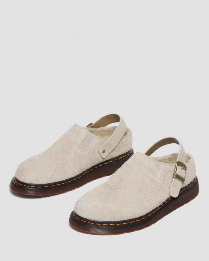 Dr Martens Isham Faux Shearling Forede Ruskind Slingback Sandaler Dame Grå Brune | Danmark_Dr24136