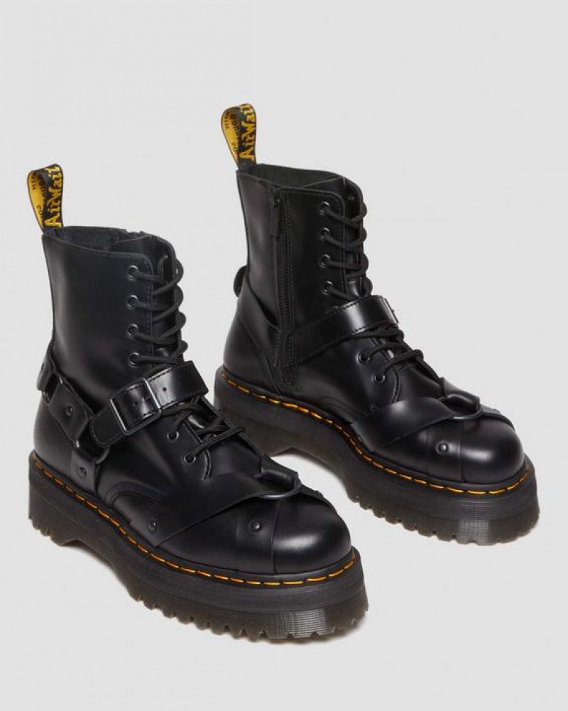 Dr Martens Jadon Boot Harness Læder Platform Sko Herre Sort | Danmark_Dr85158