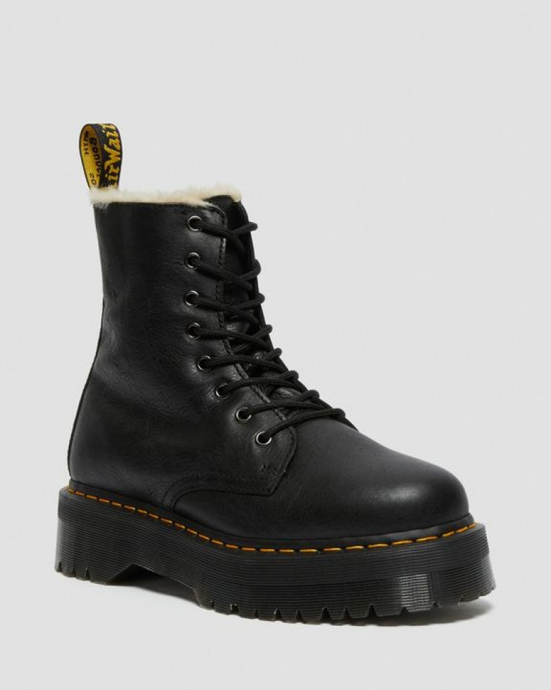 Dr Martens Jadon Boot Læder Faux Fur Forede Platforms Støvler Dame Sort | Danmark_Dr34639