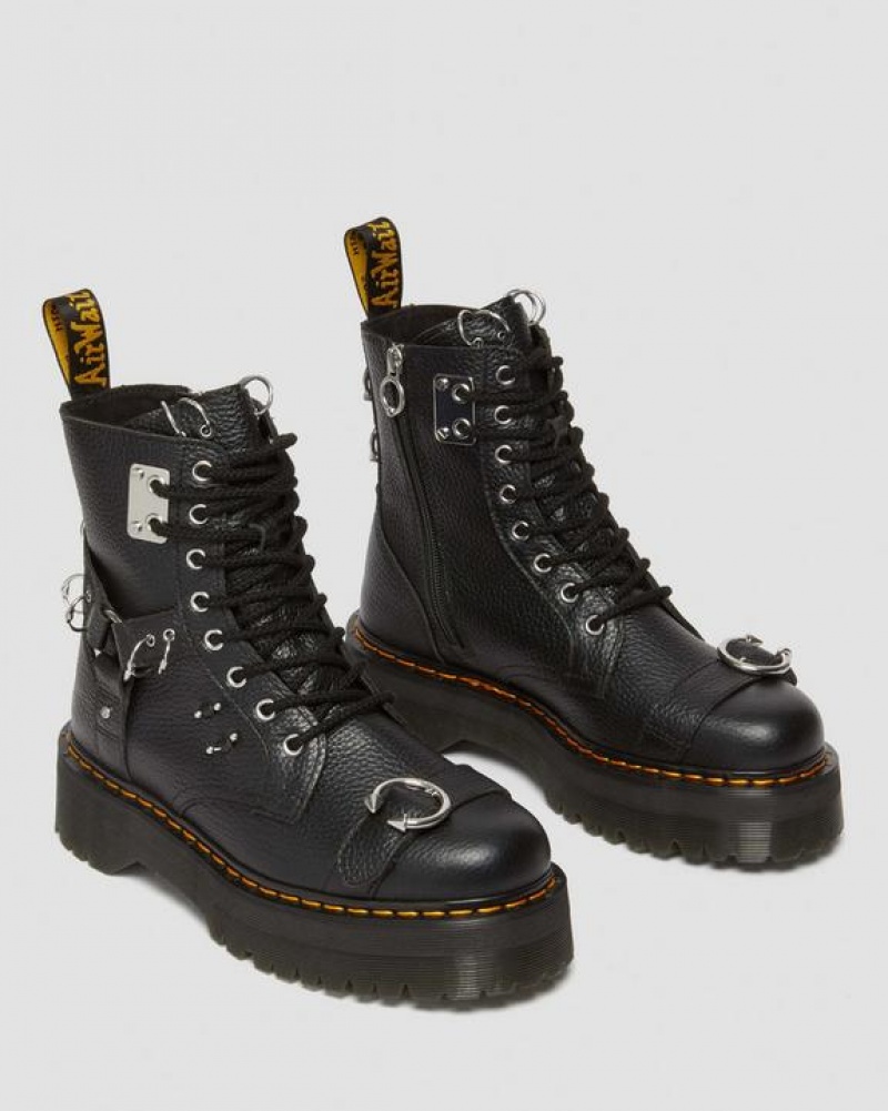 Dr Martens Jadon Boot Piercing Milled Nappa Læder Platforms Støvler Dame Sort | Danmark_Dr33941