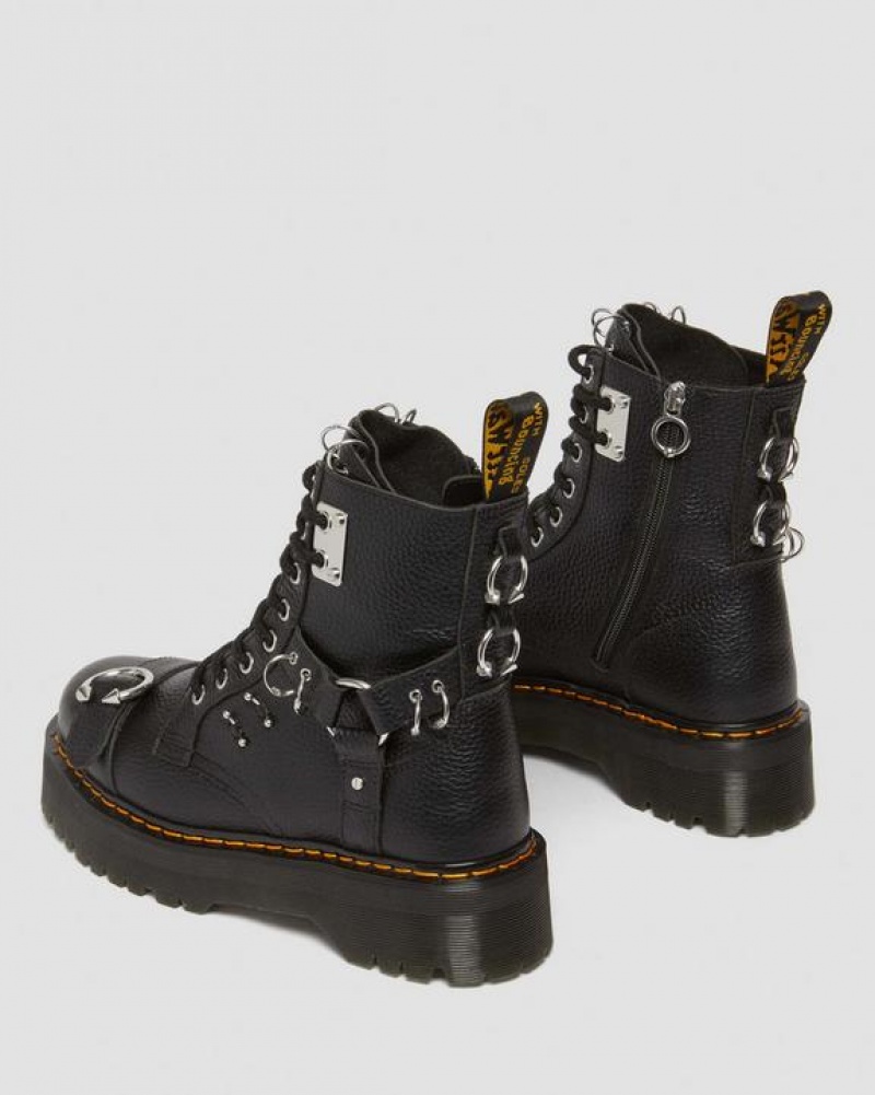 Dr Martens Jadon Boot Piercing Milled Nappa Læder Platforms Støvler Dame Sort | Danmark_Dr33941