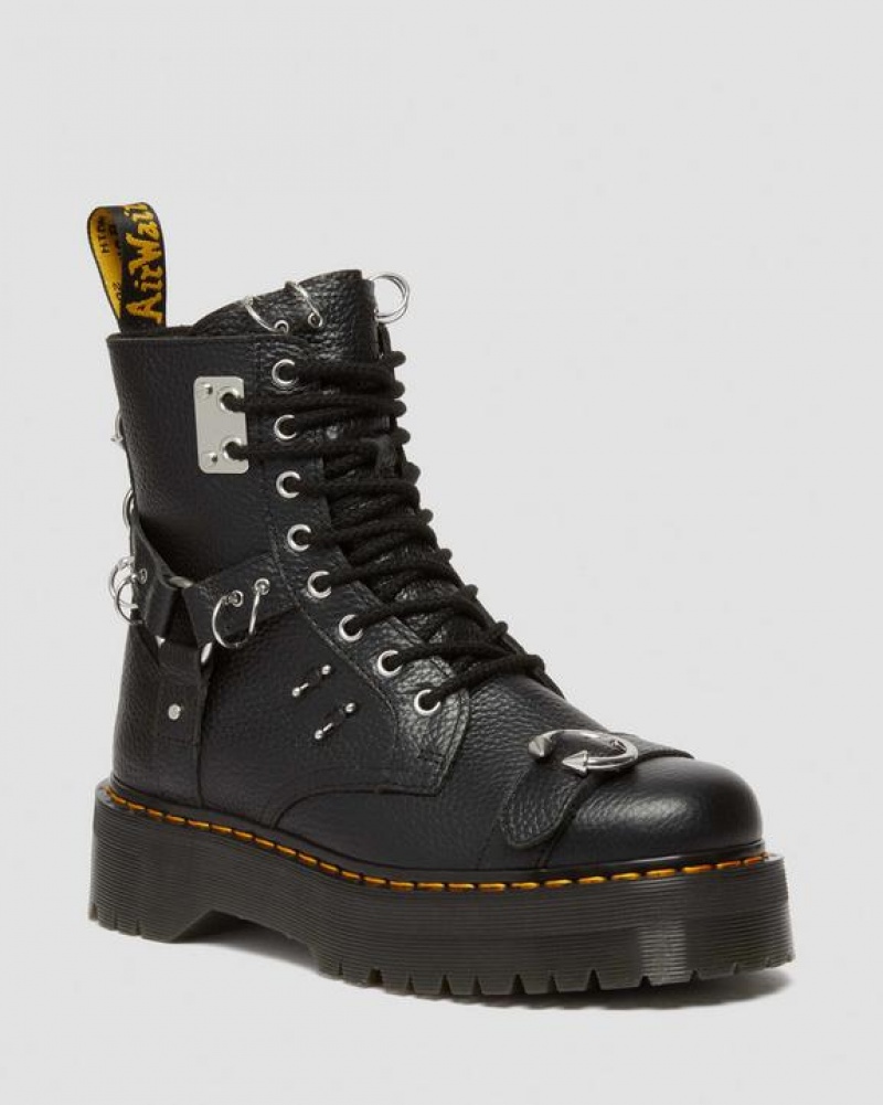 Dr Martens Jadon Boot Piercing Milled Nappa Læder Platforms Støvler Dame Sort | Danmark_Dr33941